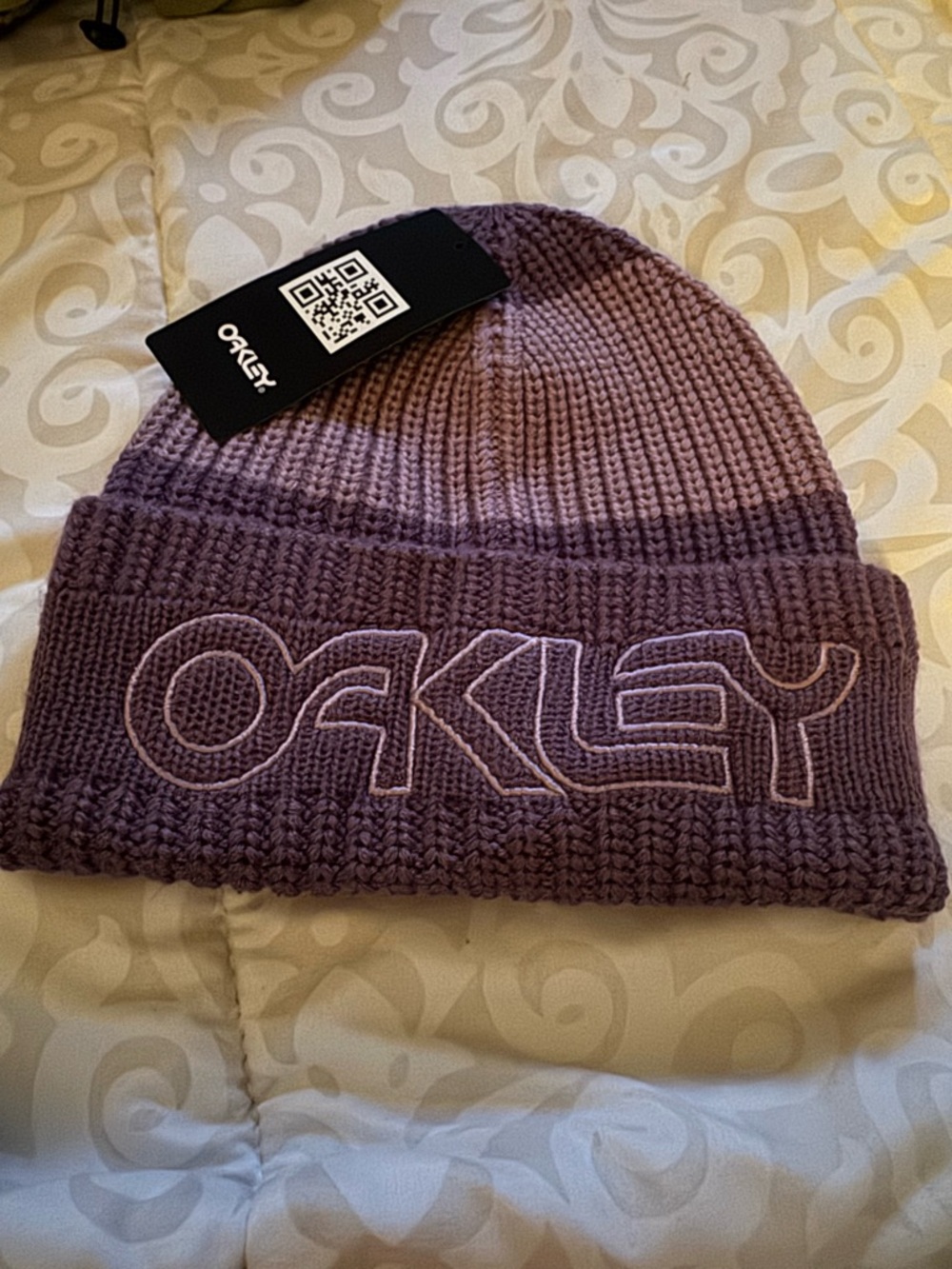Oakley Lavender Purple Ribbed Cuff Beanie official color dark toadstool